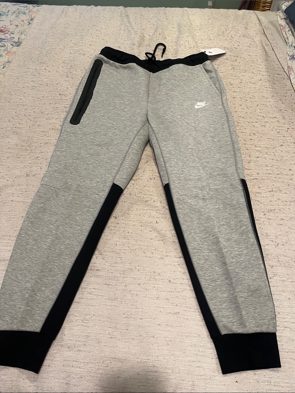 Nike Grey and Black Kids Fleece Joggers